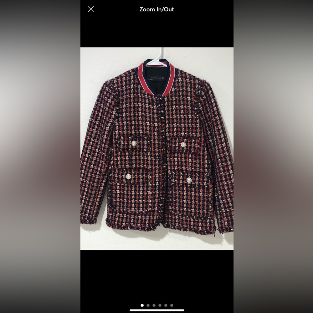 NWT Zara tweed red bomber Gucci style